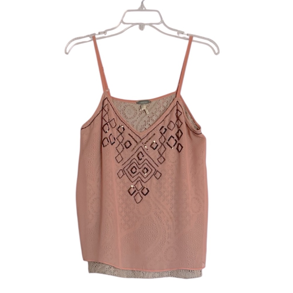 Gimmicks by BKE | Buckle Crochet Lace & Sheer Sequined Boho Tank Top